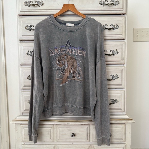 Altar’d State Dreamer Tiger Mineral Wash Sweatshirt - Picture 1 of 4